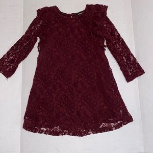Lace burgundy dress for a toddler